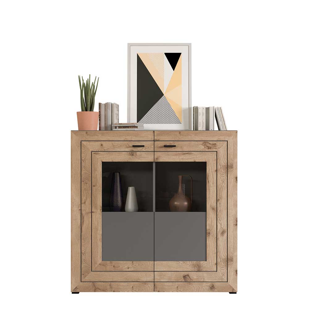 Design Wohnzimmerschrank mit Glaseinsätzen - Scarlett