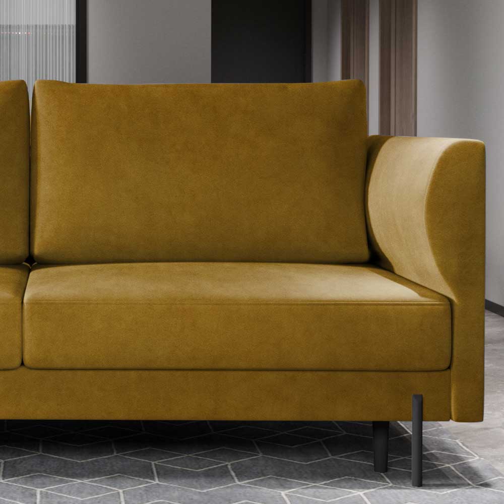 Samt Schlafcouch in Senfgelb - Vorenas