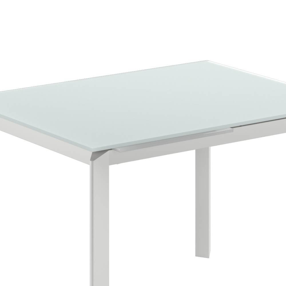 Weißer Glas-Esstisch verlängerbar - Feconda