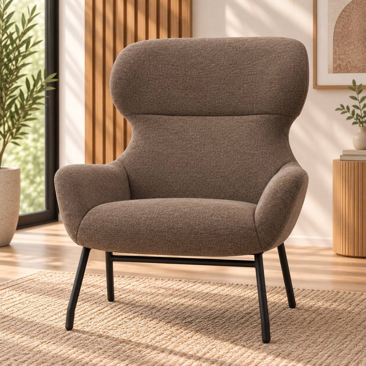 Moderner Chenille Sessel in Hellbraun - Mosso