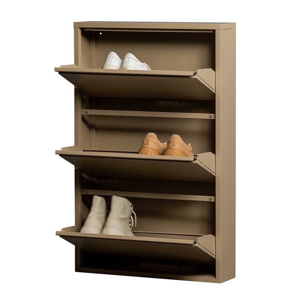 Metall Schuhschrank in Beige - Izzymo
