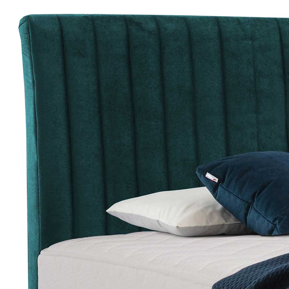 Springboxbett in Petrol Blau Stoff - Custon