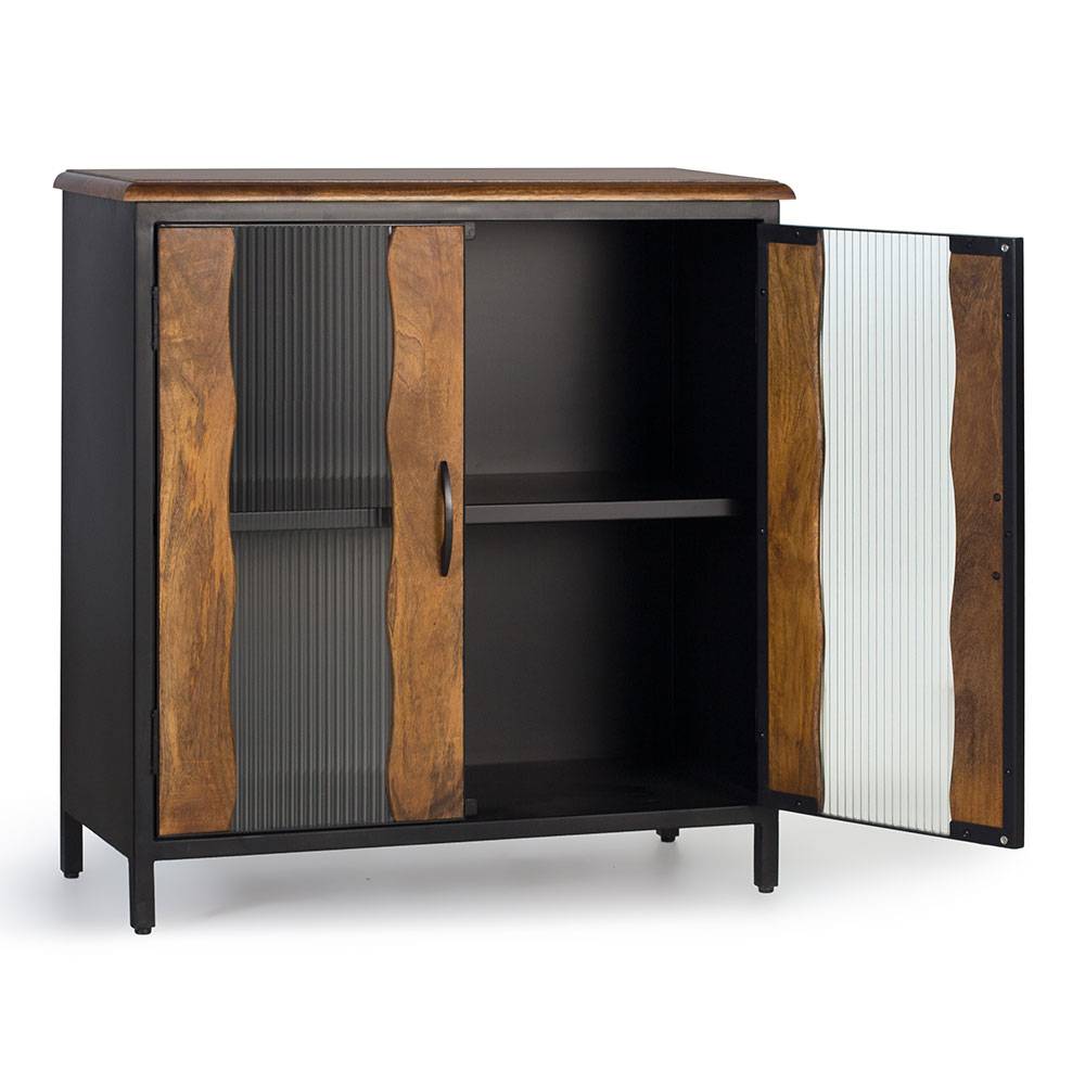 Design Türen-Kommode aus Mangoholz und Metall - Aglia