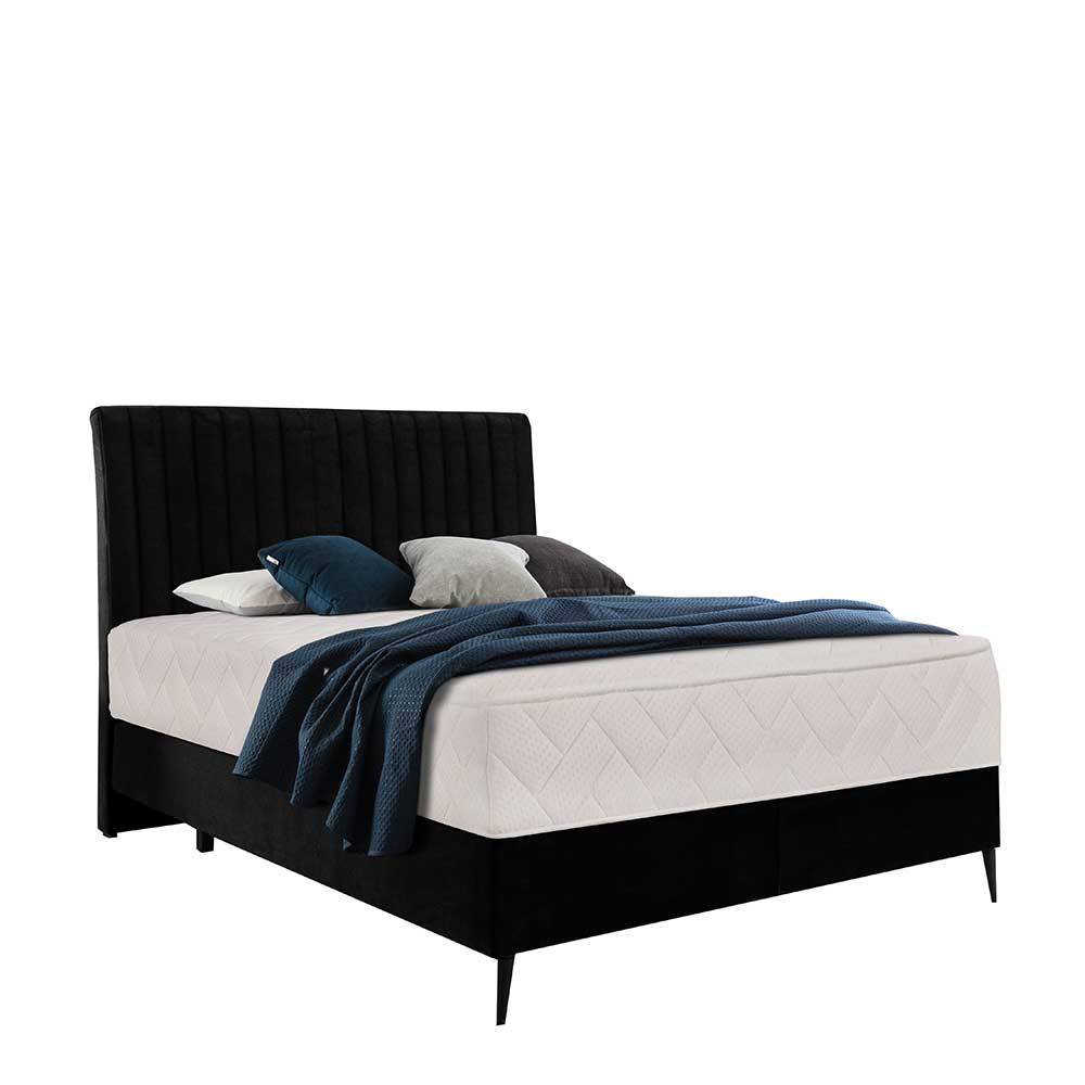 Schwarzes Boxspringbett mit Stoffbezug - Mexa