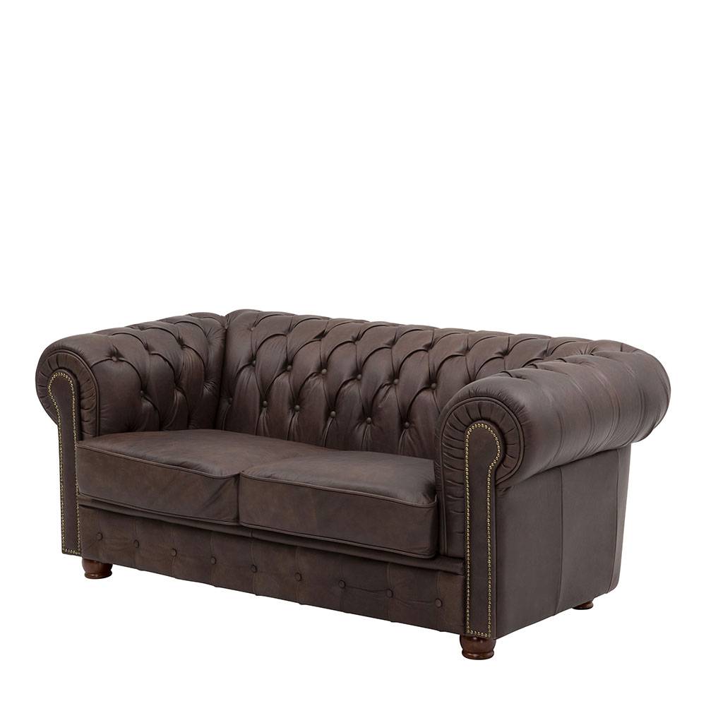 Chesterfield Couch aus Echtleder - Pluna