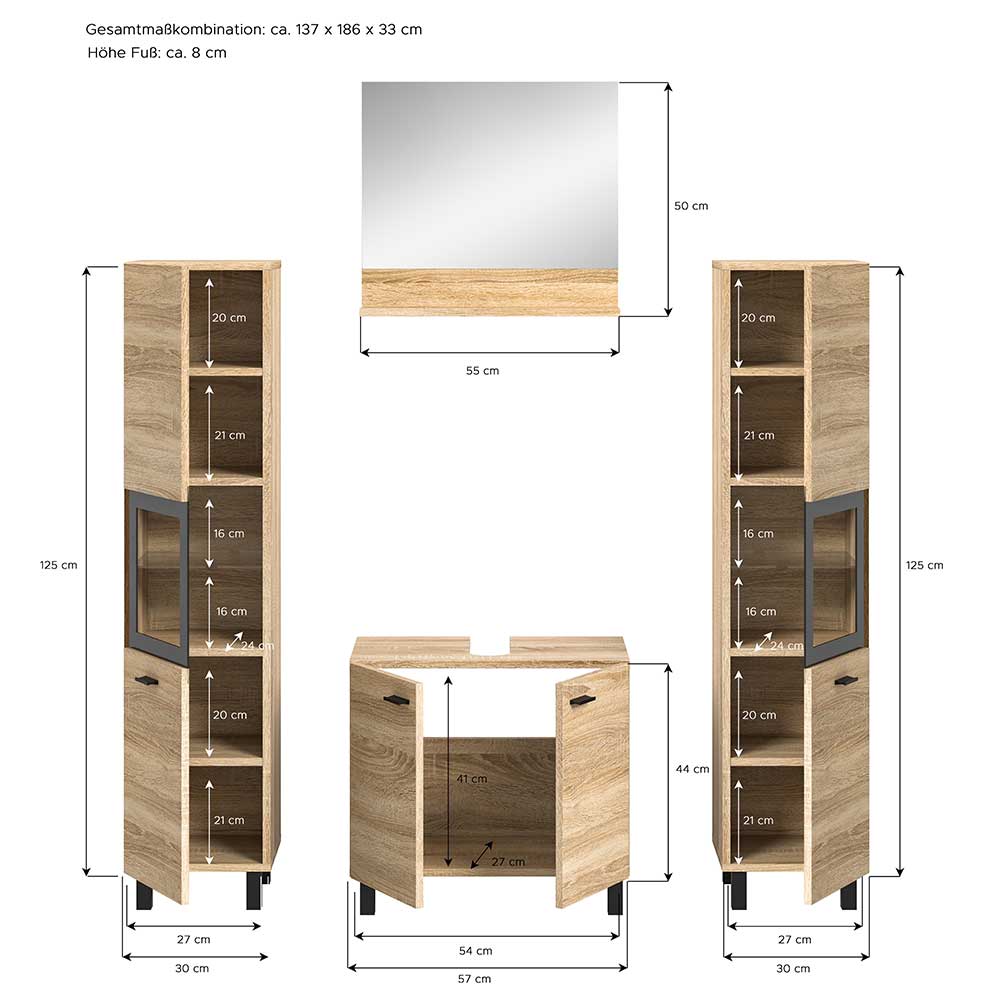 Badezimmermöbel-Set modern - Hoxtona (vierteilig)