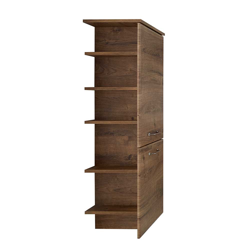 Badezimmer Midischrank in Holzoptik Eiche Dunkel - Miss X