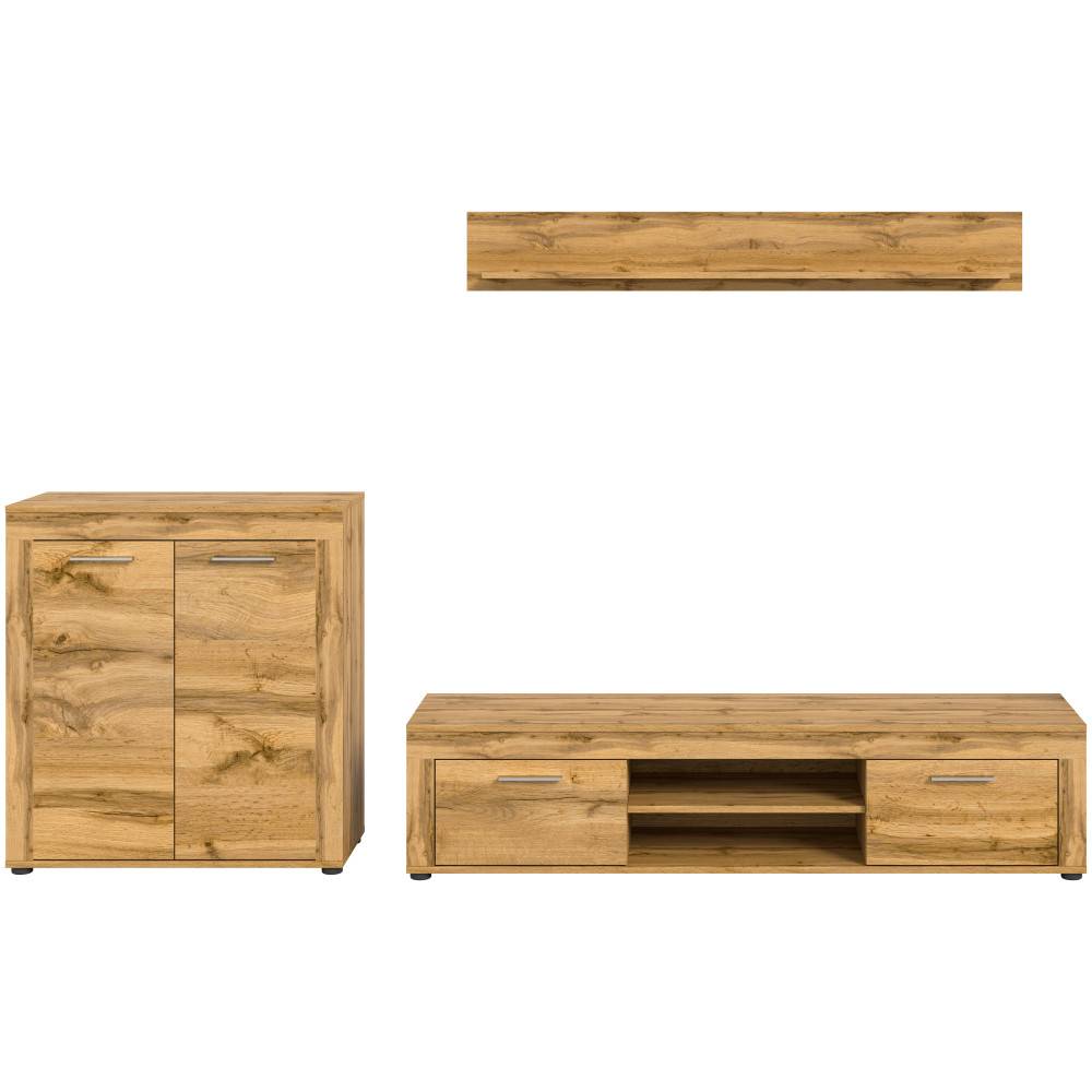 Naturfarbene Anbauwand in Wildeiche Dekor - Ianovar (dreiteilig)