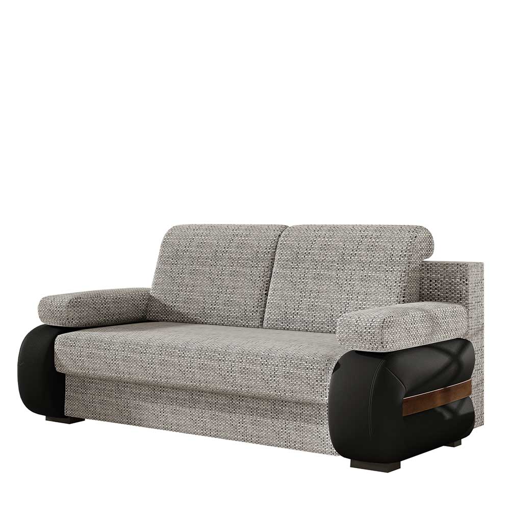 Federkern-Bettsofa in Graubeige und Schwarz - Pression