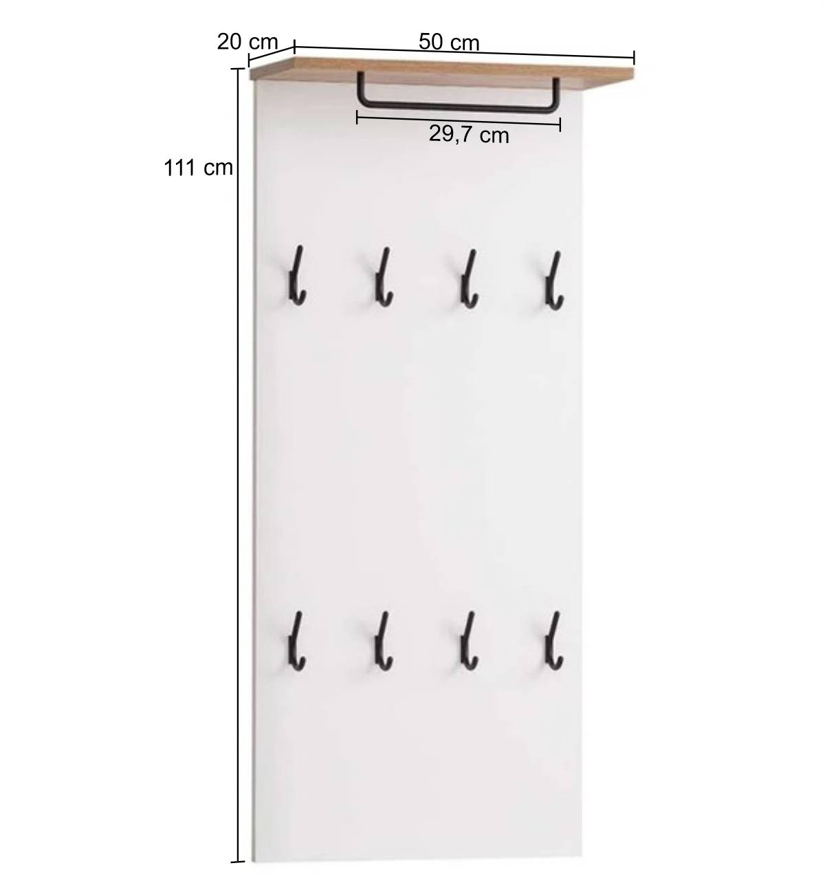 Garderobe Wandpaneel mit acht Haken & Stange - Goliat