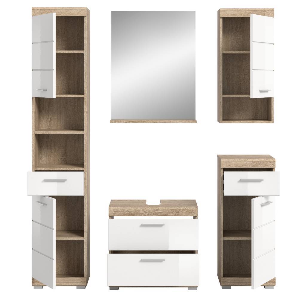 Badezimmer Schränke und Spiegel Set - Calbanyara (fünfteilig)