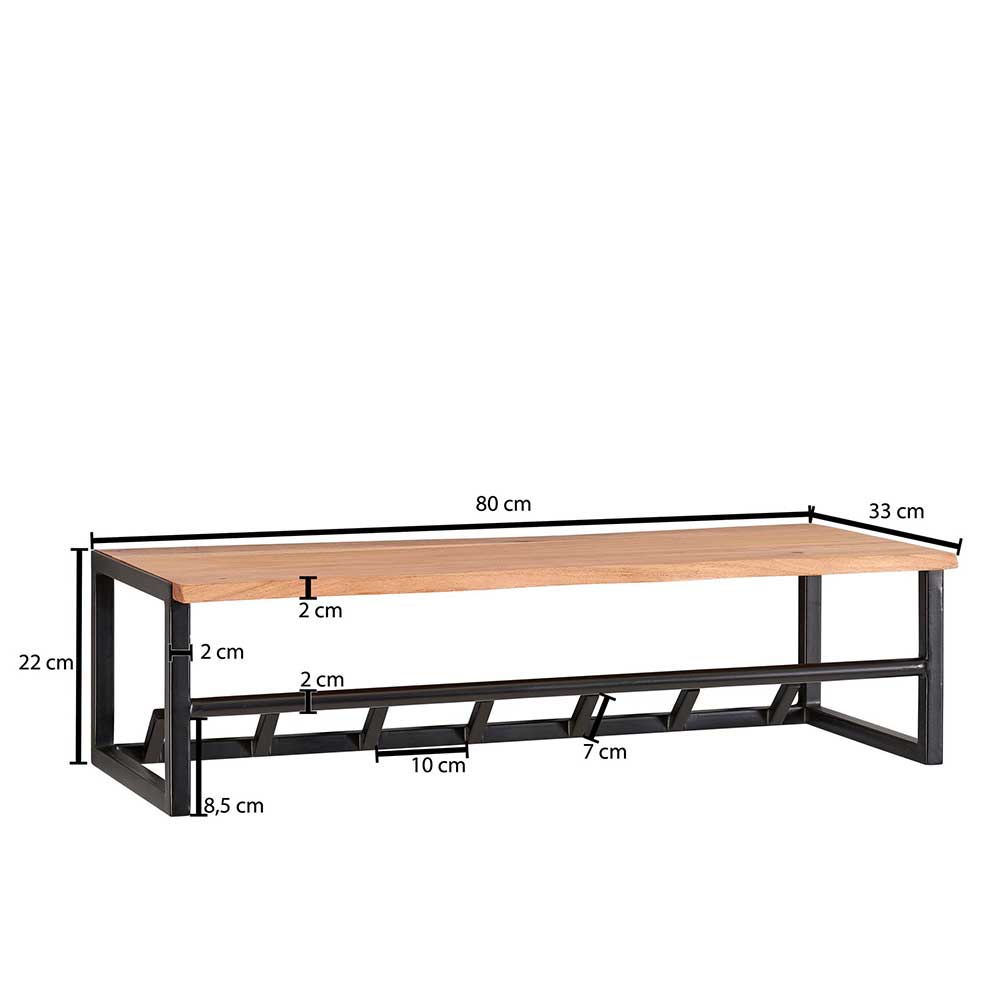 Industrial Hängegarderobe mit Holz Hutablage - Vatila