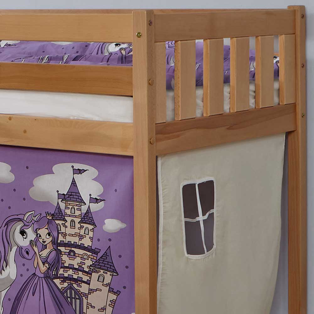 Prinzessin Bett mit Rutsche aus massiver Buche - Doskados