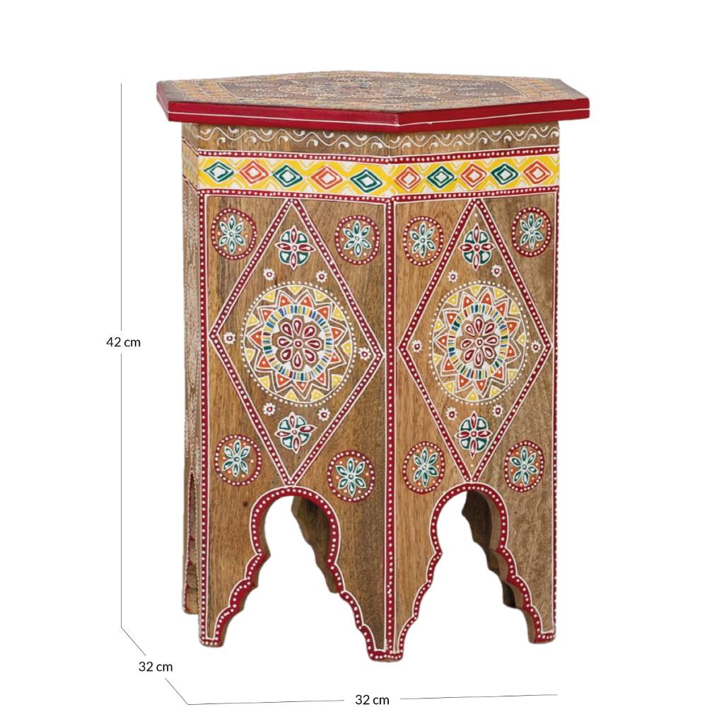 Beistelltisch mit farbenfrohen Mandalas und Mustern - Jambi