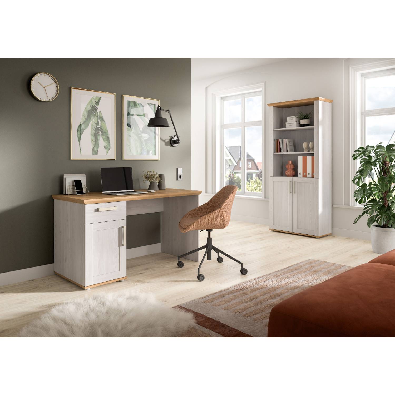Moderner Bürotisch mit Schrank und Schublade im Arbeitszimmer – Tocella