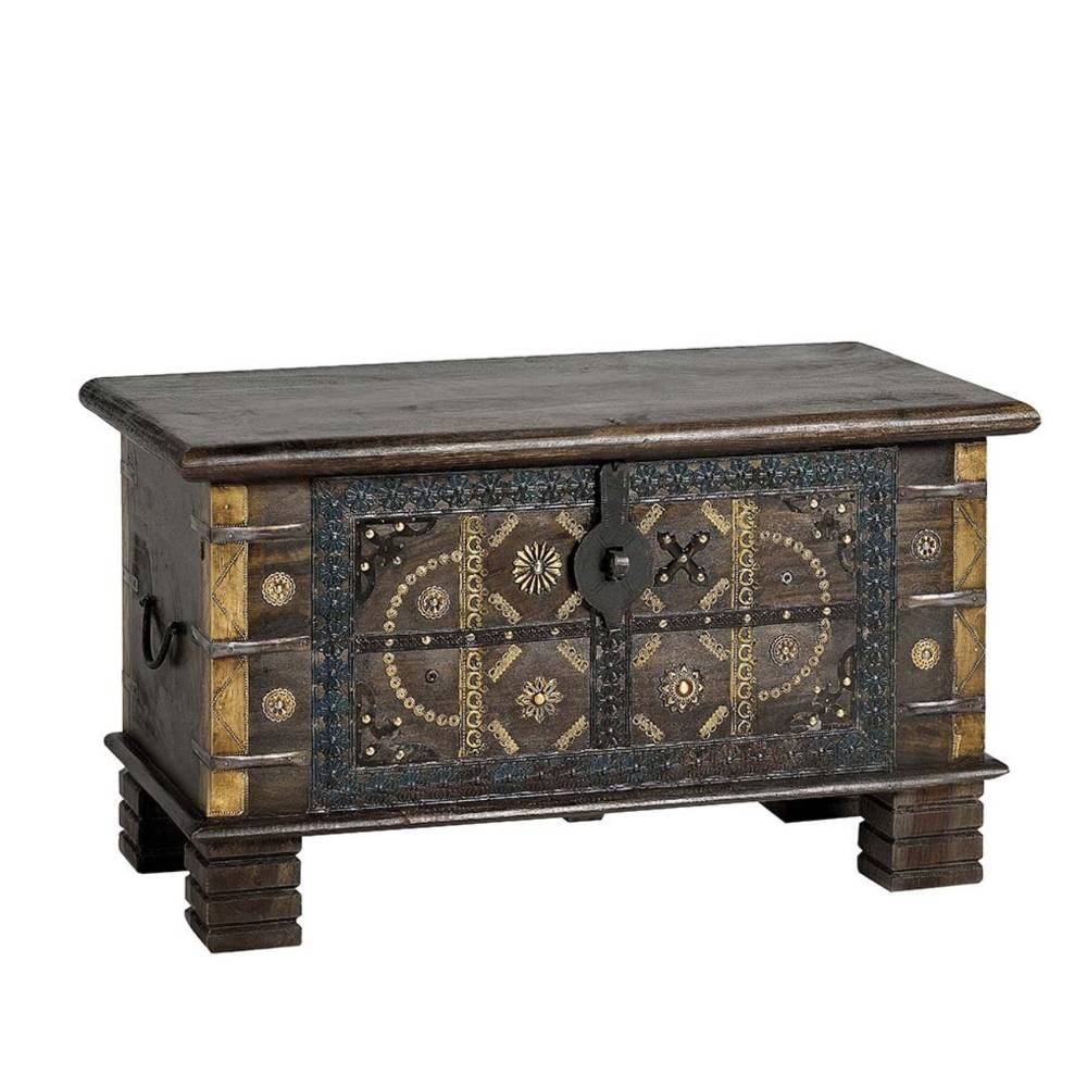 Design Truhe in Dunkelbraun und Gold - Xaidon