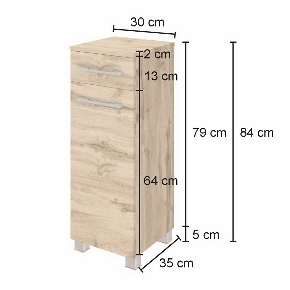 Badezimmermöbel Set 90 cm breit - Lemnas (dreiteilig)