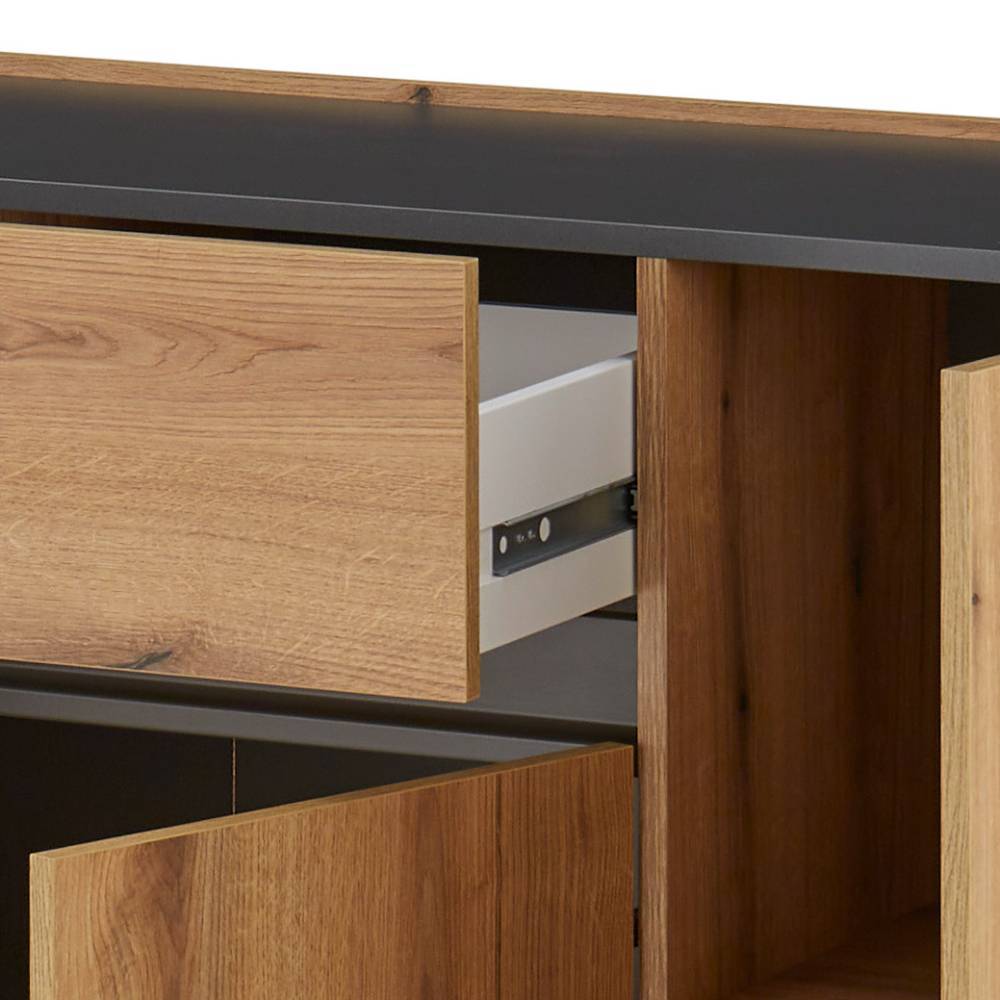 Sideboard in Wildeiche Optik und Anthrazit - Colomania