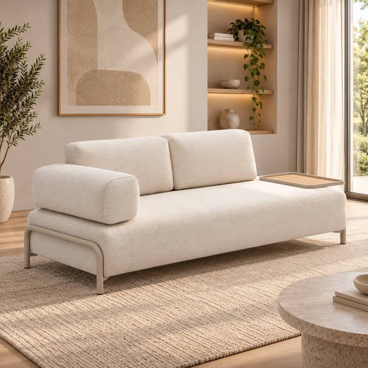 Dreisitzer Sofa aus Chenille in Beige - Turena