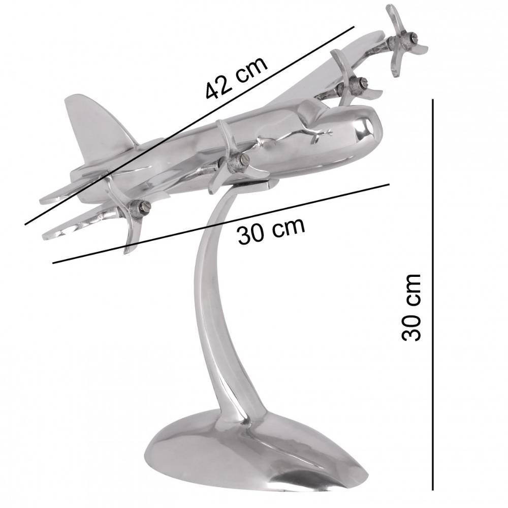 Aluminium Tischskulptur Flugzeug mit allen Maßen und Abmessungen für die Raumgestaltung – Eloreen