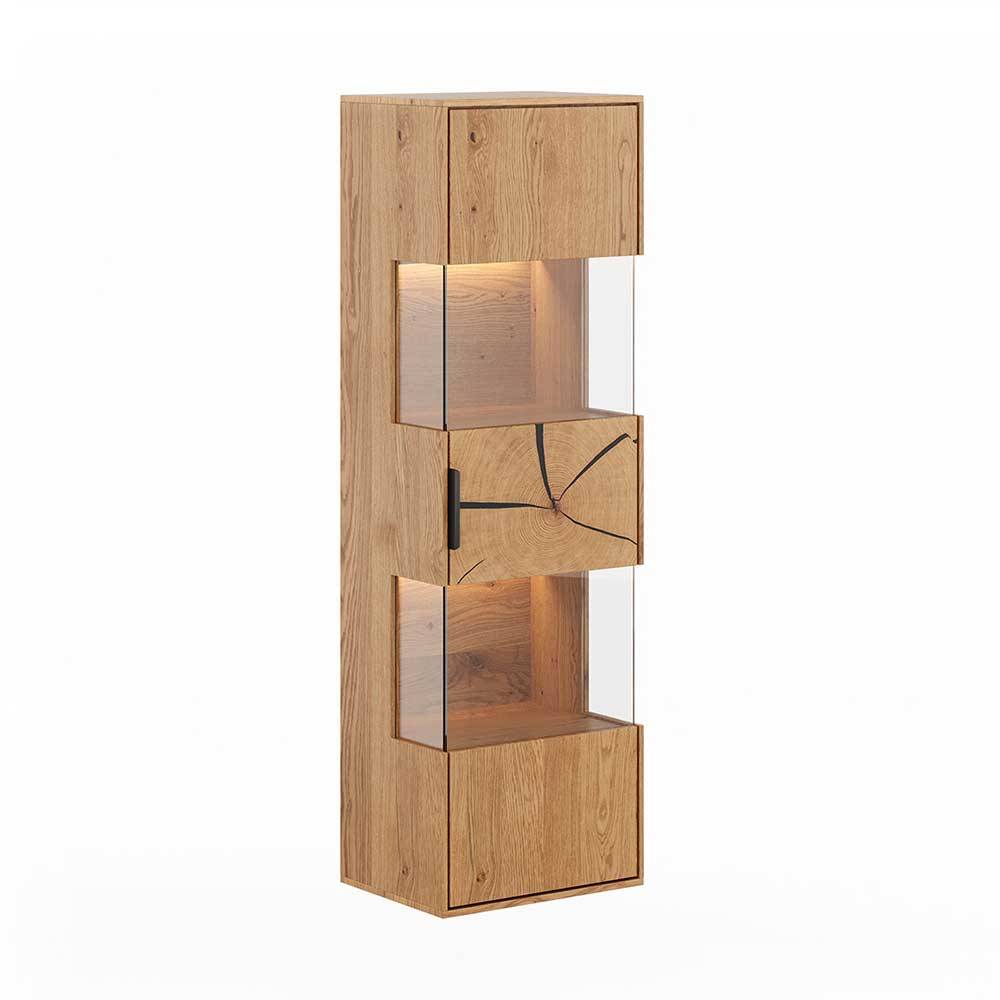 Eichenholz Hängevitrine mit Hirnholz Applikation - Deruta