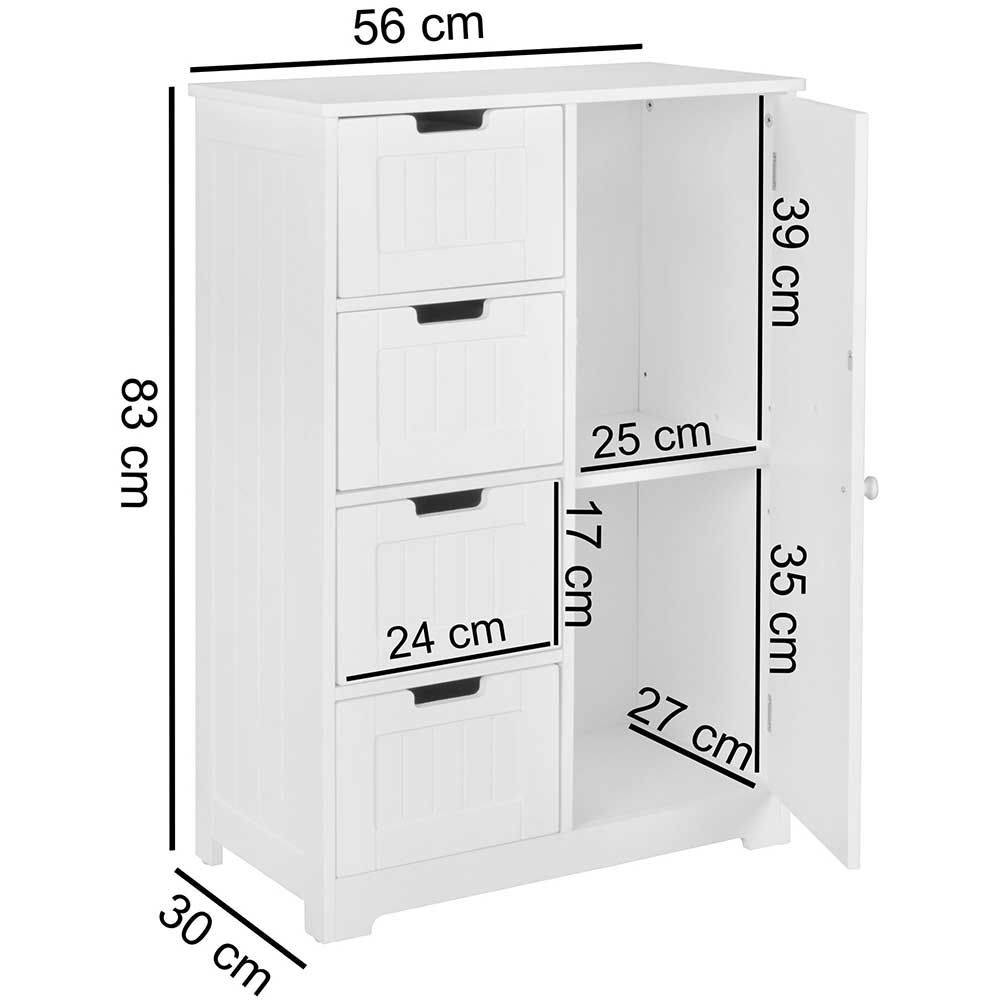 Weißes Bad Kommode im Landhausstil - Zitizen