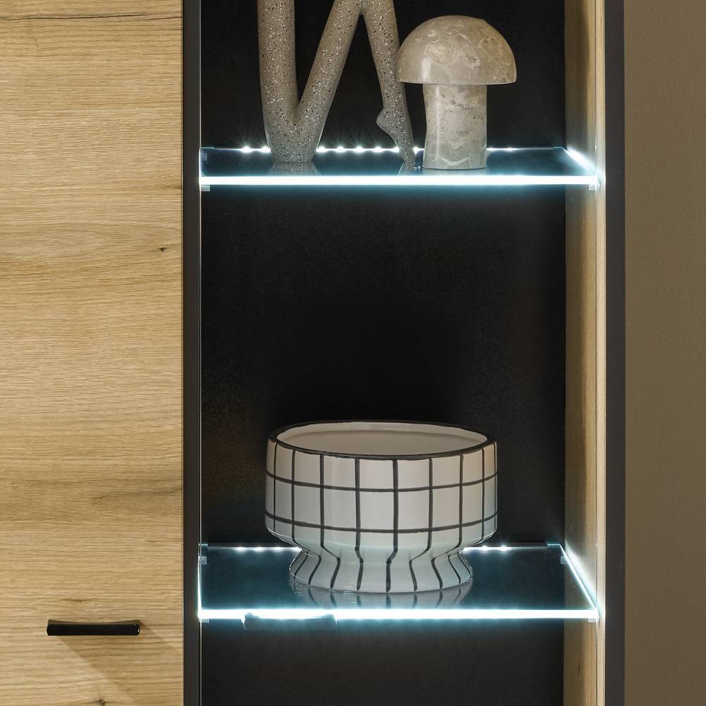 Vitrine und Sideboard Set in Eiche Optik - Addara (zweiteilig)