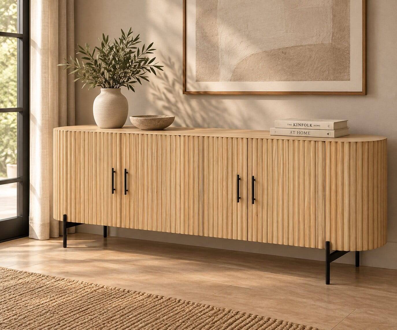 Mangoholz Sideboard in Lamellenoptik - Dorian