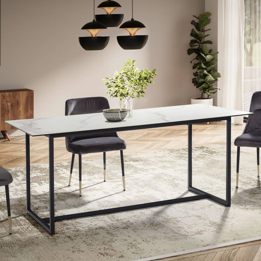 Esszimmertisch mit Keramik-Glasplatte in Marmoroptik - Nalyva