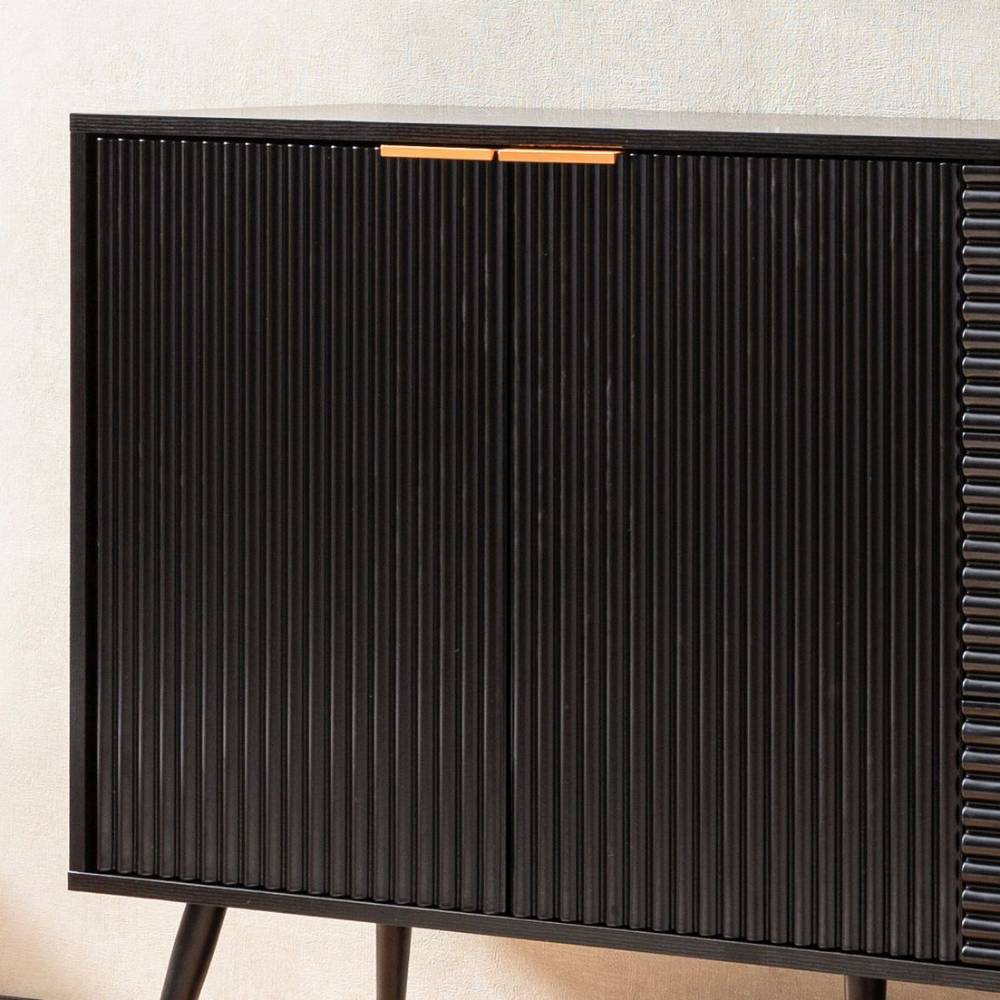 Kombi-Kommode in Schwarz mit Gold - Vacca