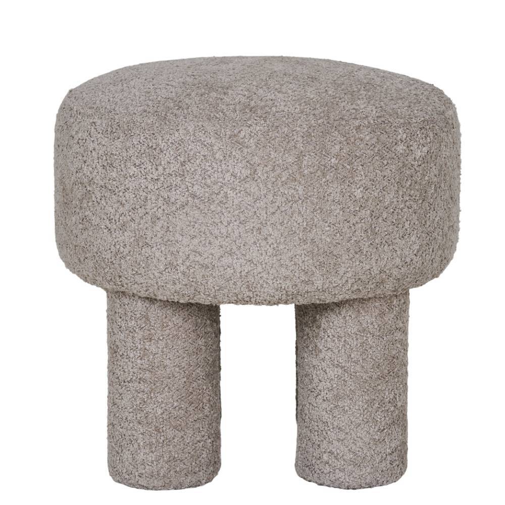 Polsterhocker in Hellgrau Boucle - Pandorra