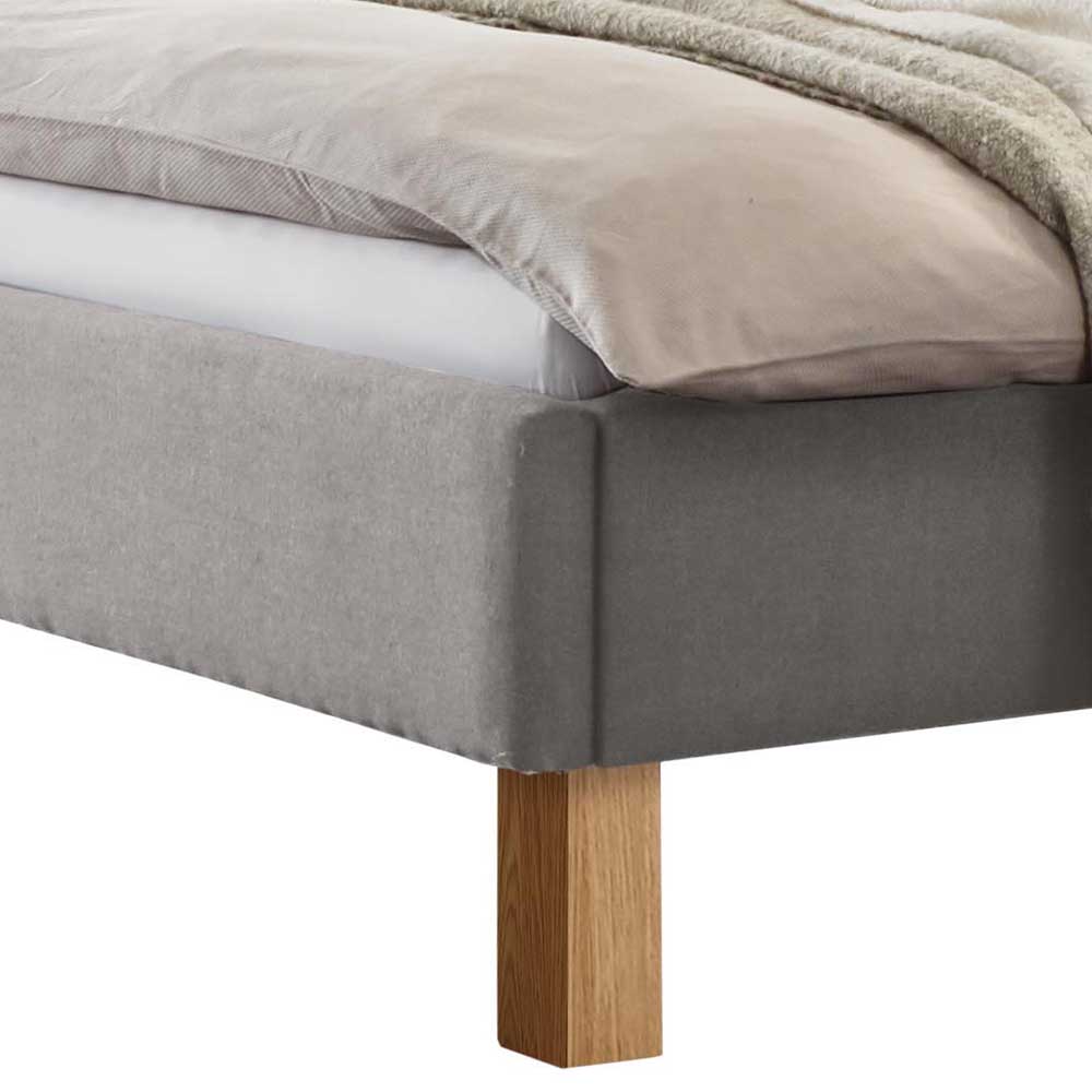 Elegantes Polsterbett in Grau & Eiche Bianco - Dane