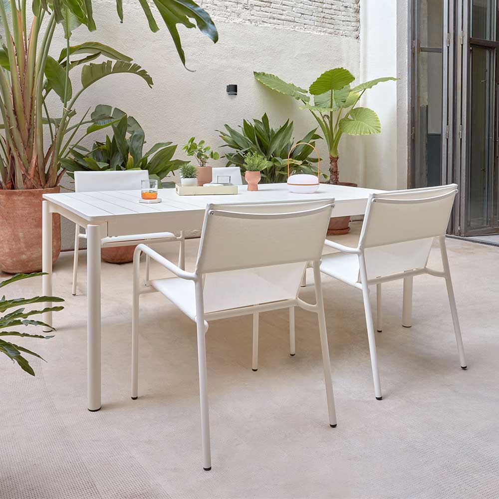 Gartenstühle mit Armlehnen in Weiß - Glace (4er Set)