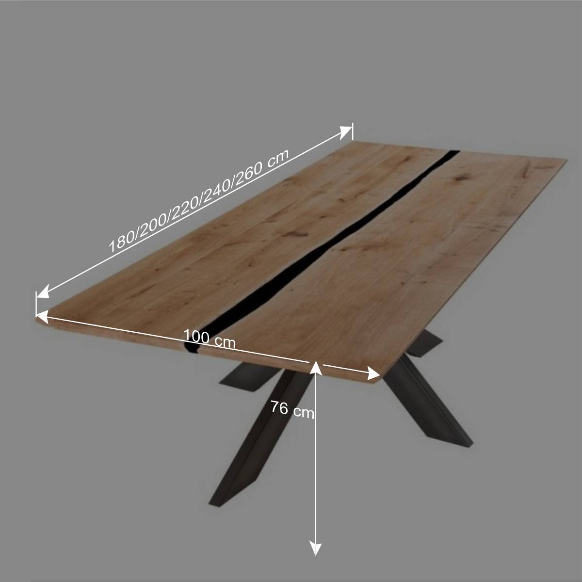Design-Esszimmertisch aus Wildeiche und Metall - Guerrero