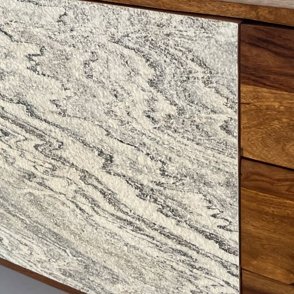 Sideboard in Steinoptik und Akazie Braun - Eckpoint