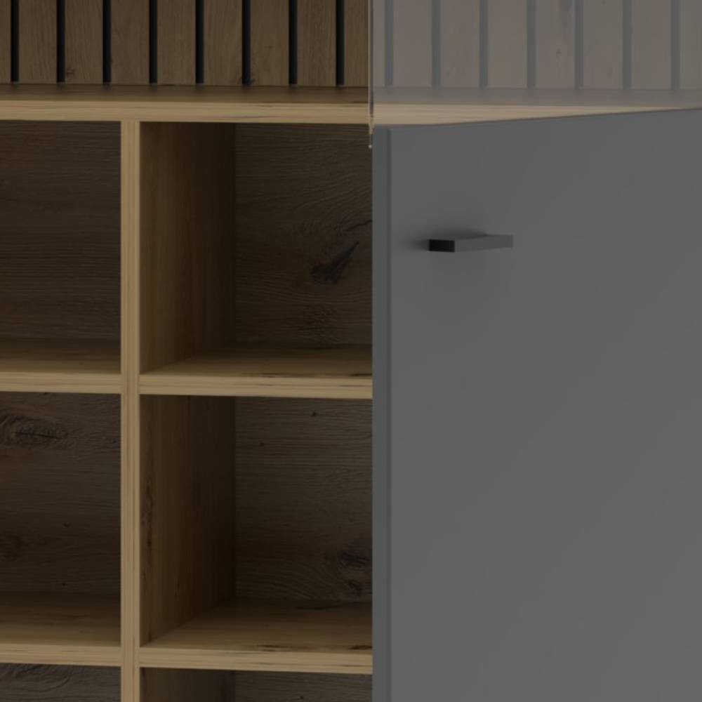 Highboard Vitrine in Dunkelgrau - Azar