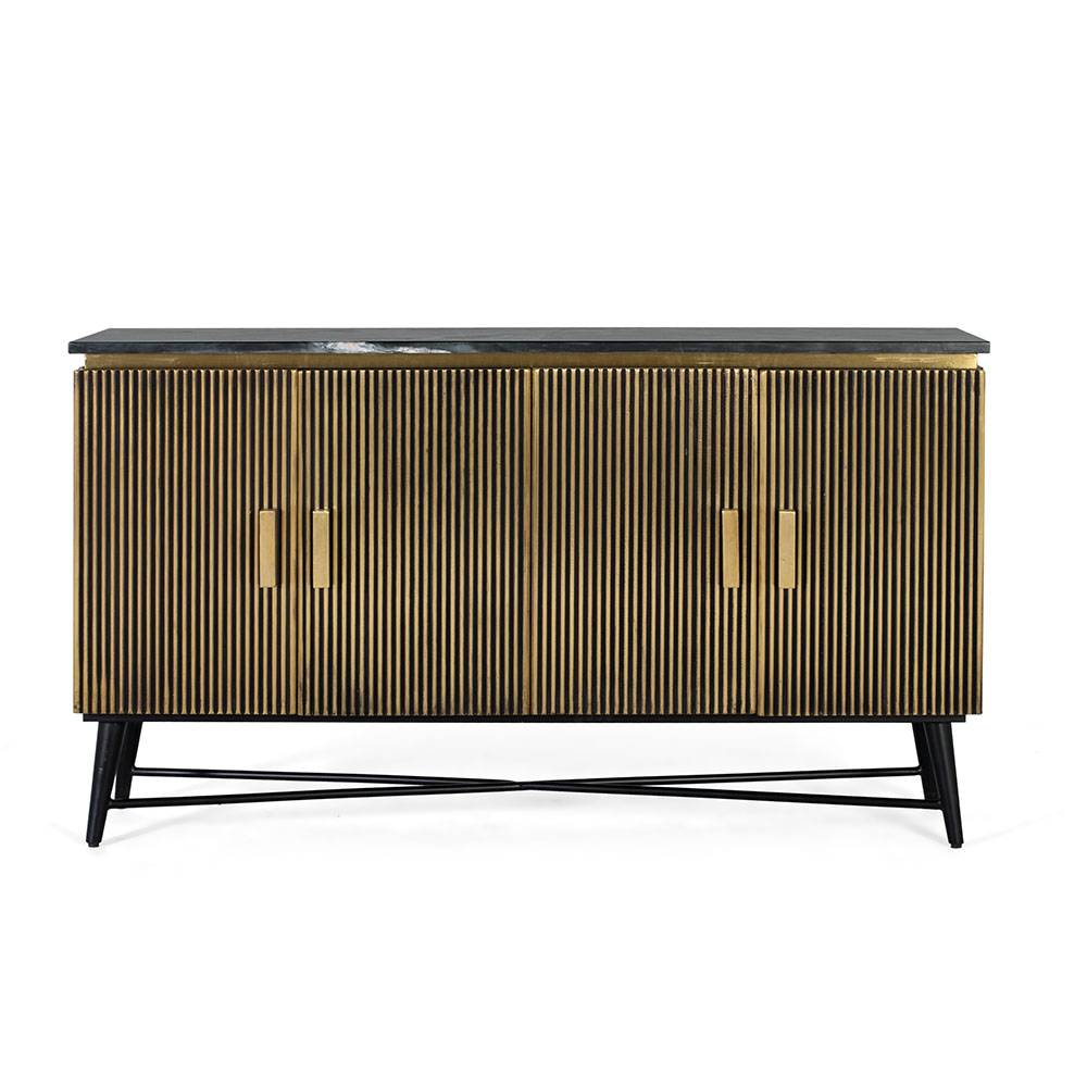 4-türiges Sideboard mit Marmor Platte - Hayato