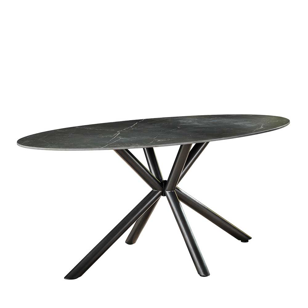 Ovaler Esstisch mit Keramikplatte in Marmoroptik - Mulroy