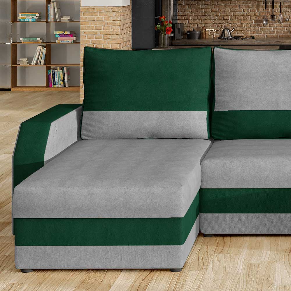 U-Design Sofa in Hellgrau und Dunkelgrün - Casmanian