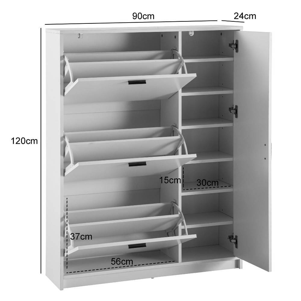 Flur Highboard mit drei Schuhklappen - Elvira