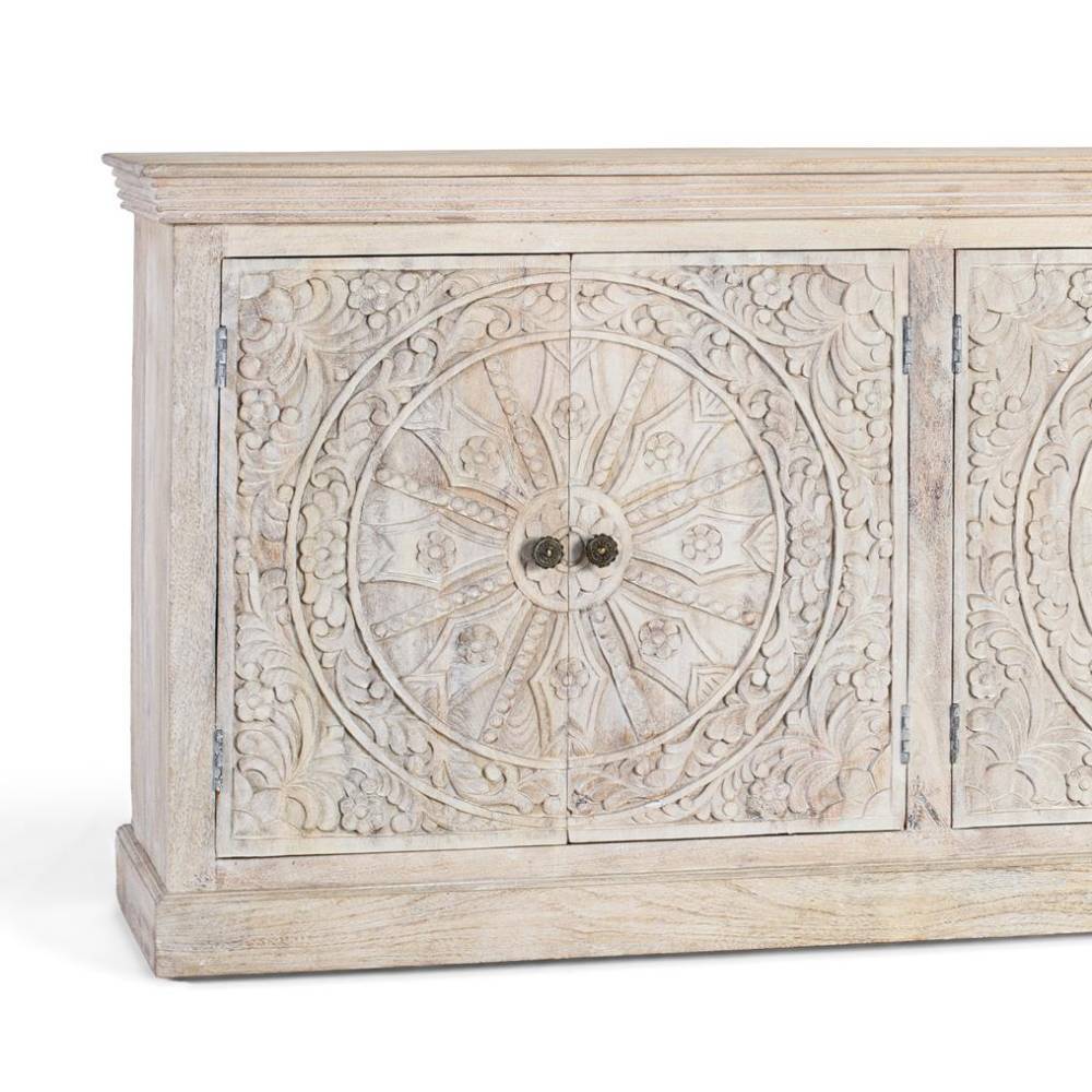 4-türiges Sideboard in Mangoholz Sandfarben - Ostinia