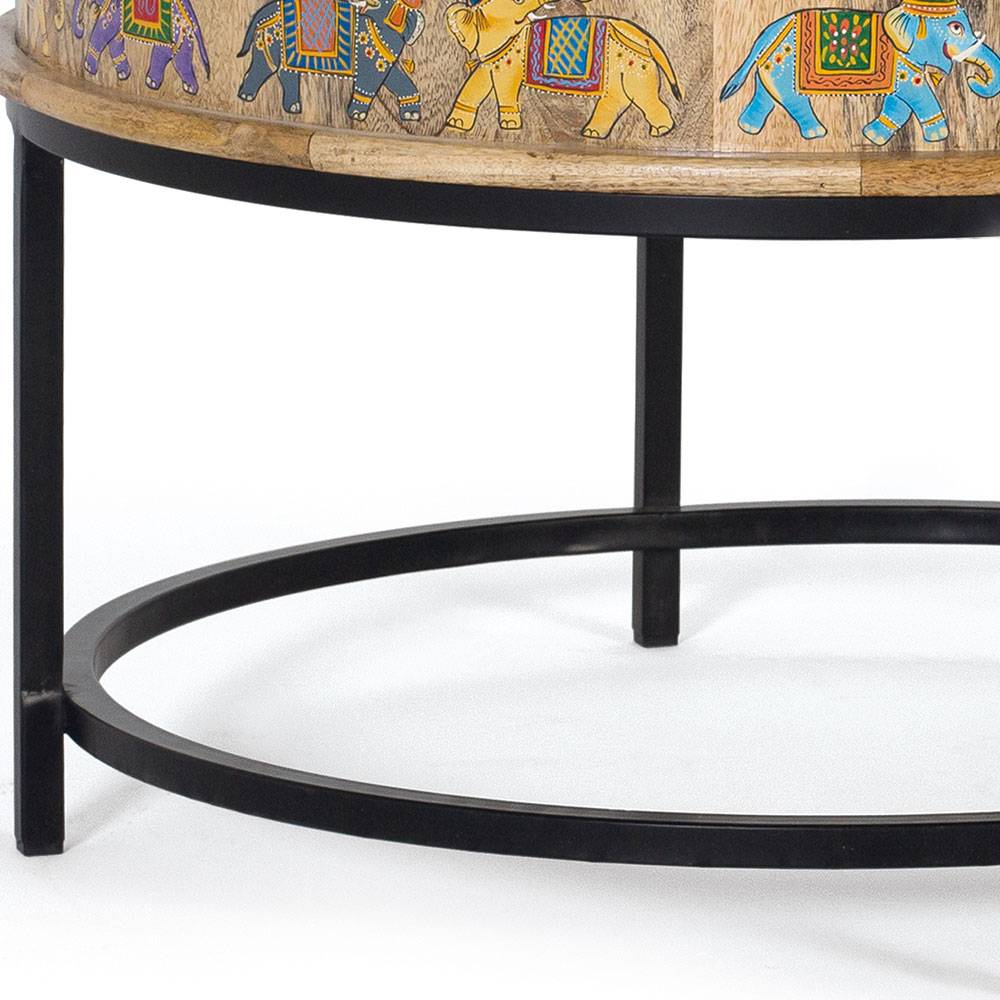 Orient Style Couchtisch mit Elefanten farbenfroh bemalt - Tabacho