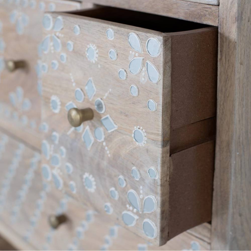 Kompakte Kommode mit weißen Motiven - Flyrelia
