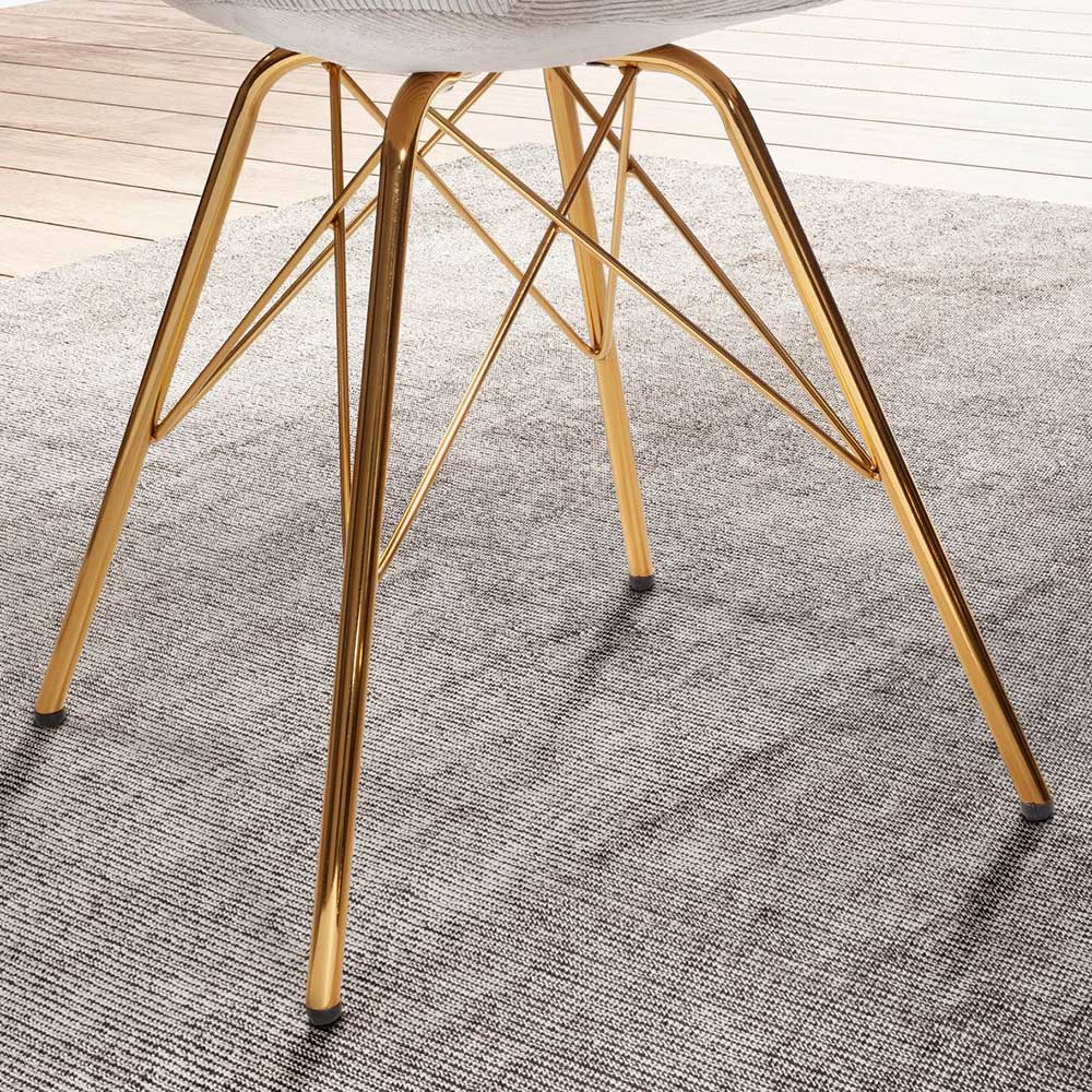 Cord-Polsterstühle in Beige und Gold - Jenfa (2er Set)