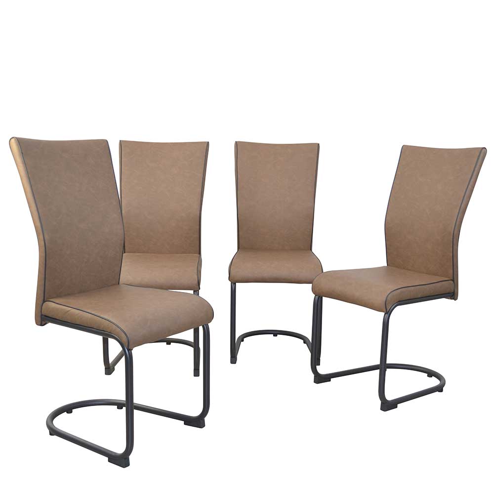 Braune Stühle in Wildleder Optik - Waruna (4er Set)