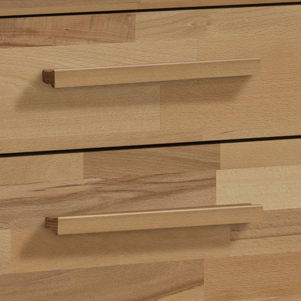 Zwei Schubladen der Kernbuche Kommode mit passenden Holzgriffen für praktischen Stauraum – Homlet