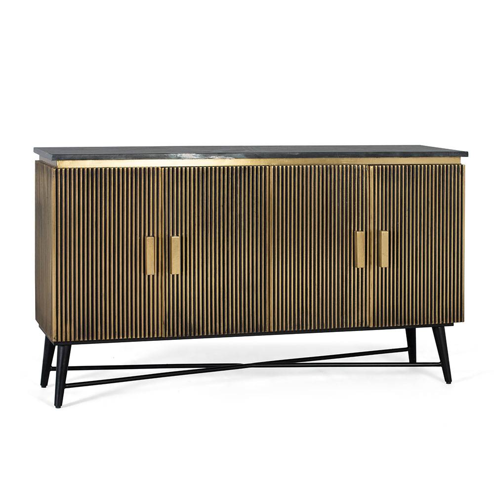 4-türiges Sideboard mit Marmor Platte - Hayato