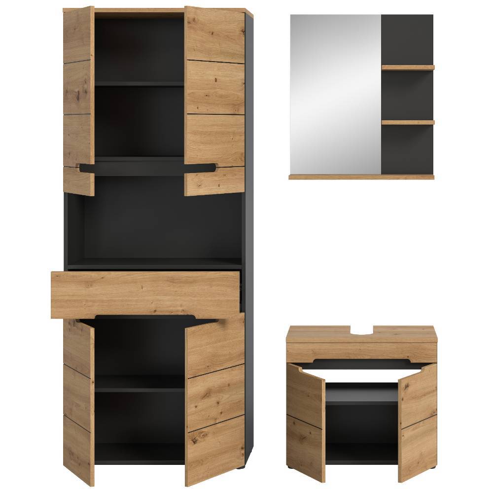 Badschrank-Set in modernem Design - Norja (dreiteilig)