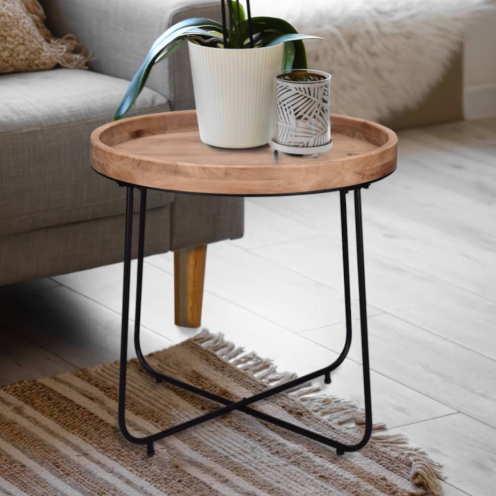 Beistelltisch mit Holzplatte im Tablettlook - Western