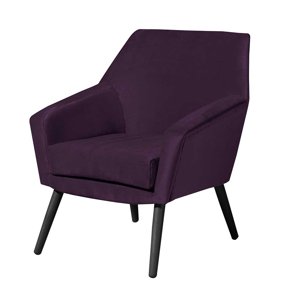 Samtvelours Sessel in Dunkellila & Schwarz - Keitha